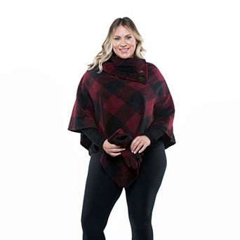 Women's Linda Anderson Le Moda Printed Fleece Poncho & Gloves Set