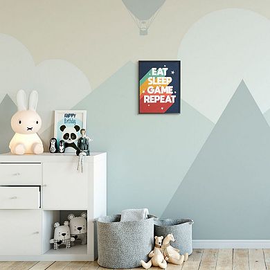Stupell Home Decor Eat Sleep Game Repeat Quote Wall Art