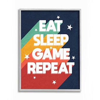 Stupell Home Decor Eat Sleep Game Repeat Quote Wall Art