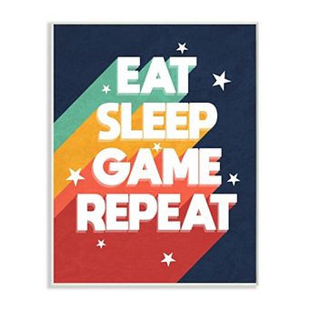 Stupell Home Decor Eat Sleep Game Repeat Quote Wall Art