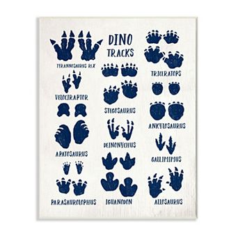 Stupell Home Decor Rustic Chart of Dinosaur Tracks Plaque Wall Art