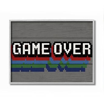 Stupell Home Decor Retro Game Over Video Game Text Wall Art