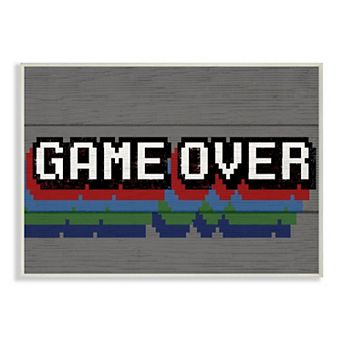 Stupell Home Decor Retro Game Over Video Game Text Plaque Wall Art