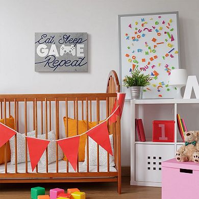 Stupell Home Decor Video Game Controller Eat Sleep Game Repeat Quote Wall Art