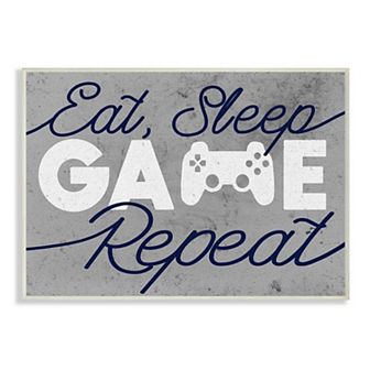 Stupell Home Decor Video Game Controller Eat Sleep Game Repeat Quote Wall Art