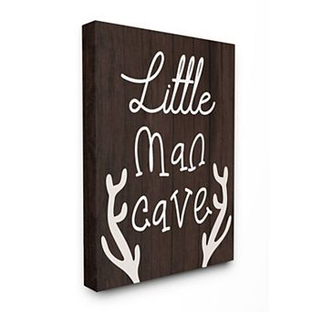 Stupell Home Decor Little Man Cave Boys Rustic Room Sign Canvas Print Wall Art