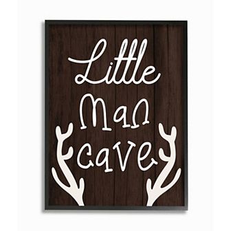 Stupell Home Decor Little Man Cave Boys Rustic Room Sign Framed Wall Art