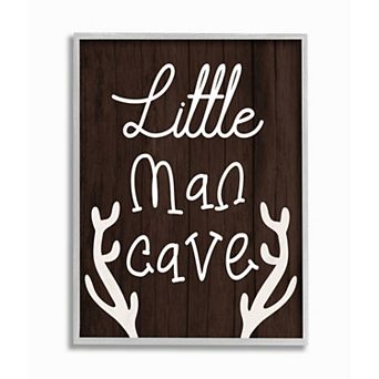 Stupell Home Decor Little Man Cave Boys Rustic Room Sign Framed Wall Art