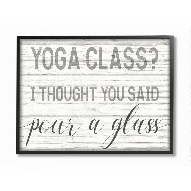 Stupell Home Decor Yoga Class or Pour A Glass Wall Art, White, 11X14