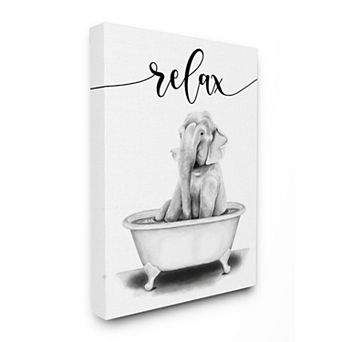 Stupell Home Decor Elephant Bathroom Sketch Canvas Wall Art