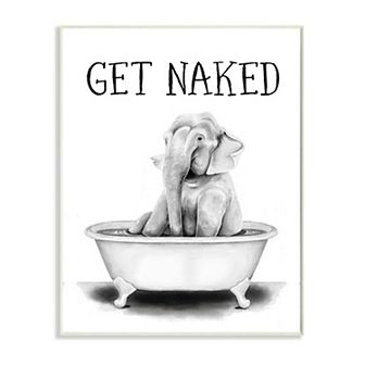 Stupell Home Decor Elephant Bathroom Humor Wall Art