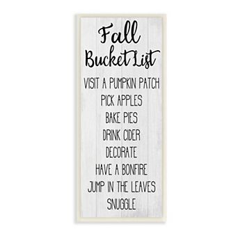 Stupell Home Decor Fall Bucket List Sign Wall Art