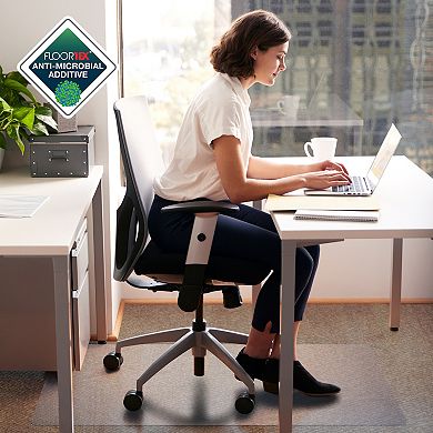 Floortex Cleartex Advantagemat Anti-Microbial Rectangular Chair Mat for Carpets up to 3/8" Pile