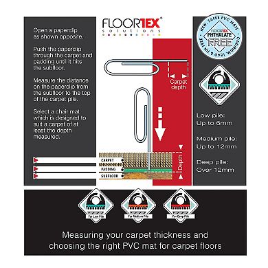 Floortex Advantagemat Anti-Microbial Rectangular Chair Mat for Carpets up to 3/8" Pile