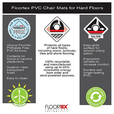 Floortex Advantagemat Anti-Microbial Rectangular Chair Mat for Carpets up to 3/8" Pile
