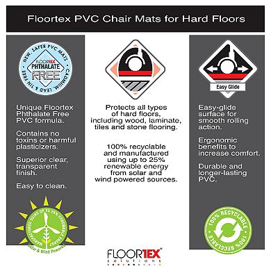 Floortex Cleartex Advantagemat Anti-Microbial Rectangular Chair Mat for Carpets up to 3/8" Pile