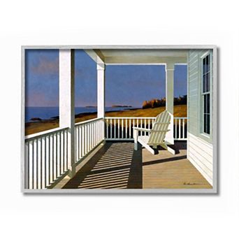 Stupell Home Decor Cottage Porch Scene at Sunset Coastal Landscape Painting Wall Art