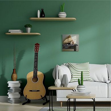 Stupell Home Decor Sailboat Model and Conch Shell Nautical Still Life Wall Art