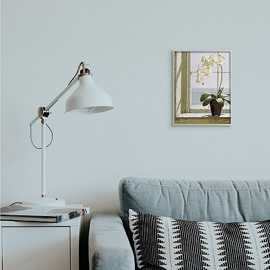 Stupell Home Decor White Orchid in Window Realistic Coastal Painting Wall Art