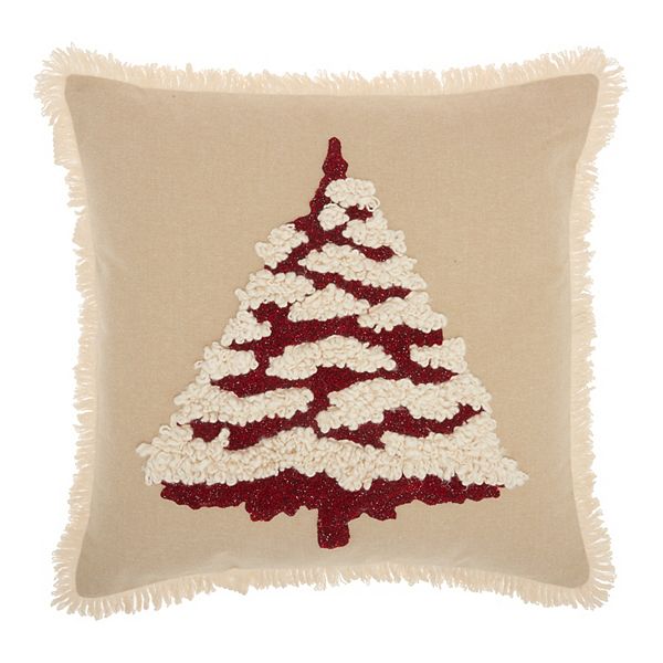 Mina Victory Holiday Ivory and Gray Christmas Tree 20 in. x 20 in. Throw  Pillow 078430 - The Home Depot