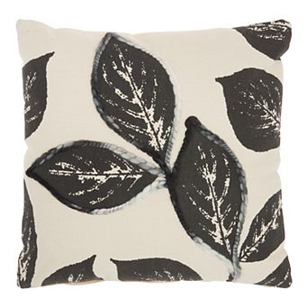 Mina Victory Embroidered Leaves Throw Pillow