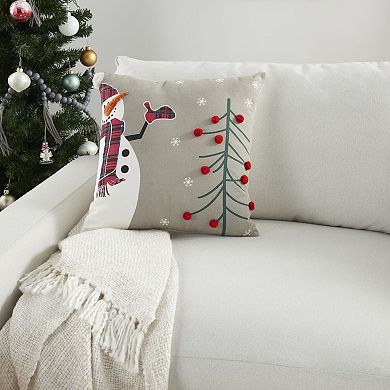 Mina Victory Snowman with Tree Throw Pillow