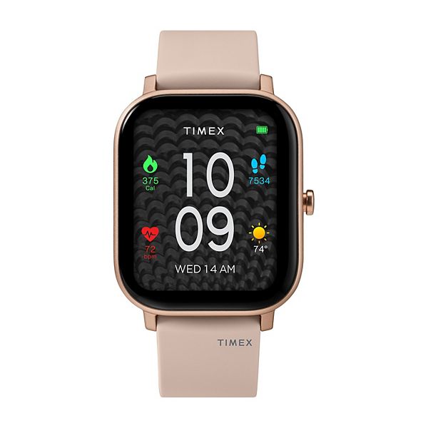Timex Metropolitan S Amoled Smartwatch with GPS & Heart Rate 36mm – Rose Gold-Tone with Blush Silicone Strap