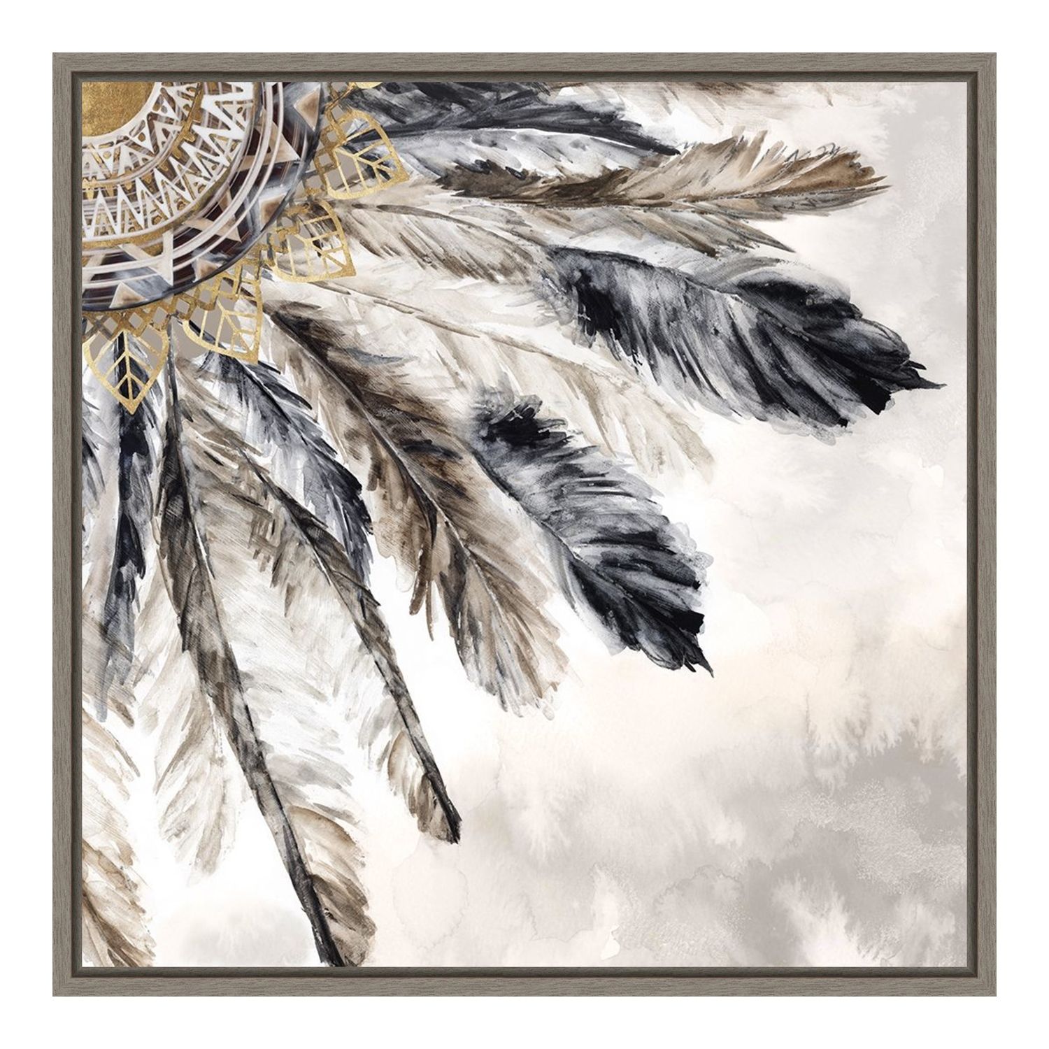 Trademark Fine Art 'Gold Feathers III on White' Canvas Art by