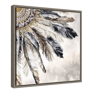 Amanti Art Necklace of Feathers III Framed Canvas Print