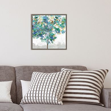 Amanti Art Climbing Blue (Tree) Framed Canvas Wall Art
