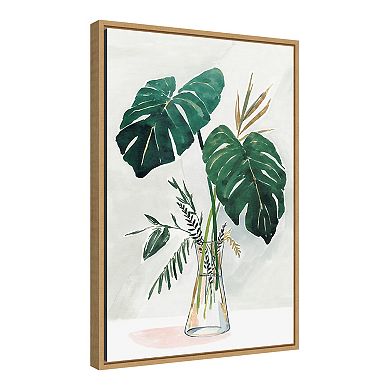 Amanti Art Forenoon II Monstera Leaf Framed Canvas Wall Art