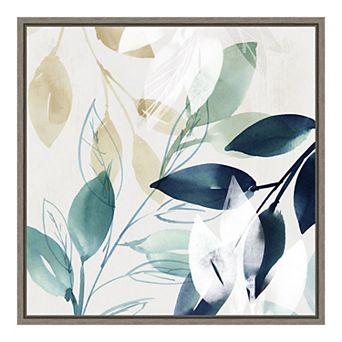 Amanti Art Green Sleeves II Leaves Framed Canvas Wall Art