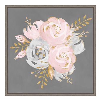 Amanti Art Floral Bouquet On Gray Framed Canvas Wall Art