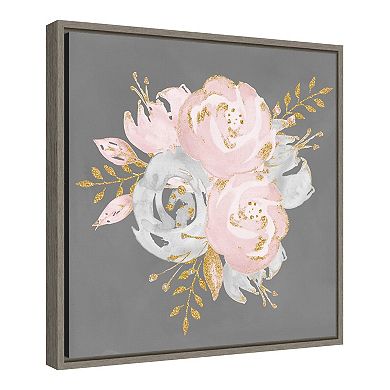 Amanti Art Floral Bouquet On Gray Framed Canvas Wall Art