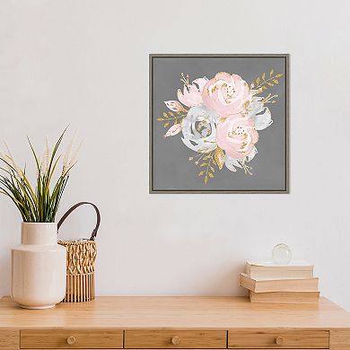 Amanti Art Floral Bouquet On Gray Framed Canvas Wall Art