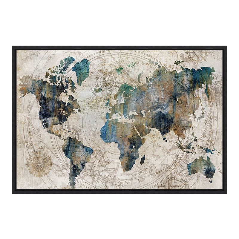 18232081 Amanti Art Celestial World Map Blue Framed Canvas  sku 18232081