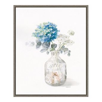 Amanti Art Beach Flowers V Vase Framed Canvas Wall Art