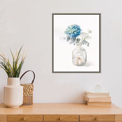 Amanti Art Beach Flowers V Vase Framed Canvas Wall Art