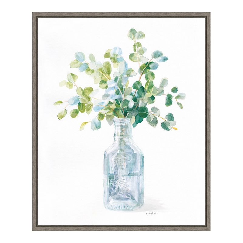 Amanti Art Beach Flowers IV Vase Framed Canvas Wall Art, Grey, 16X20
