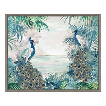 Amanti Art Indian Peafowls Framed Canvas Wall Art