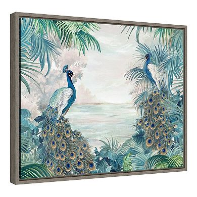 Amanti Art Indian Peafowls Framed Canvas Wall Art