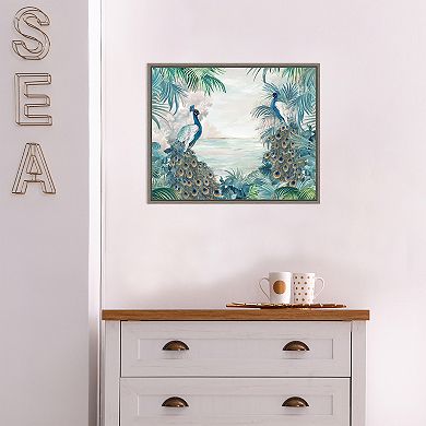 Amanti Art Indian Peafowls Framed Canvas Wall Art