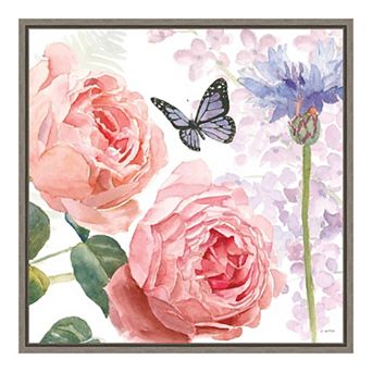 Amanti Art Boho Bouquet II Butterfly Floral Framed Canvas Wall Art