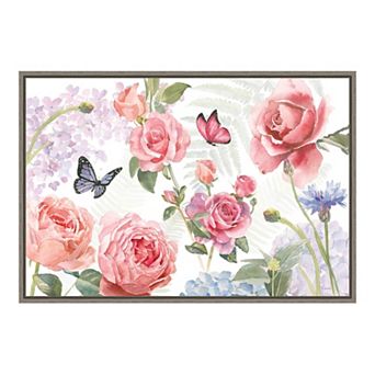 Amanti Art Boho Bouquet I Butterfly Floral Framed Canvas Wall Art