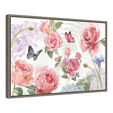 Amanti Art Boho Bouquet I Butterfly Floral Framed Canvas Wall Art