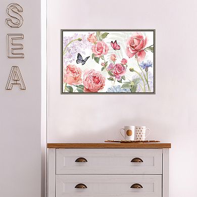 Amanti Art Boho Bouquet I Butterfly Floral Framed Canvas Wall Art