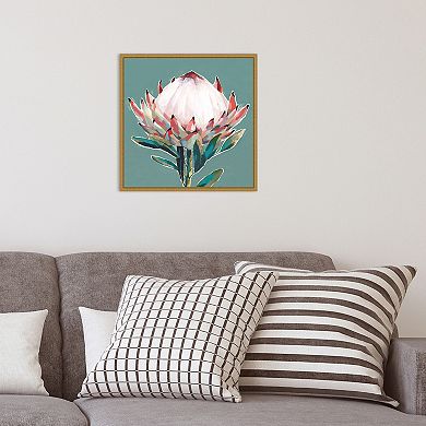 Amanti Art Blooming Pink King Protea Flower Framed Canvas Print