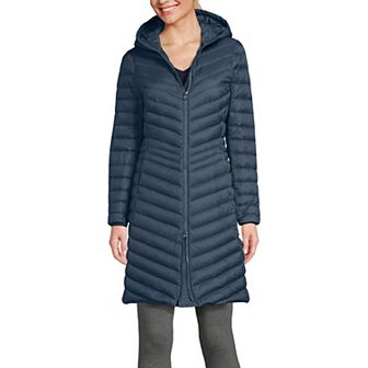 Petite Lands' End Hood Wanderweight Ultralight Down Long Packable Coat