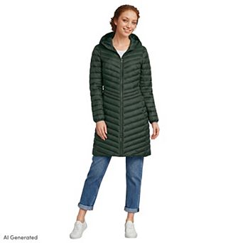 Petite Lands' End Hood Wanderweight Ultralight Down Long Packable Coat