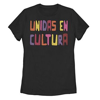 Juniors' Gonzales Unidas En Cultura Rainbow Text Tee